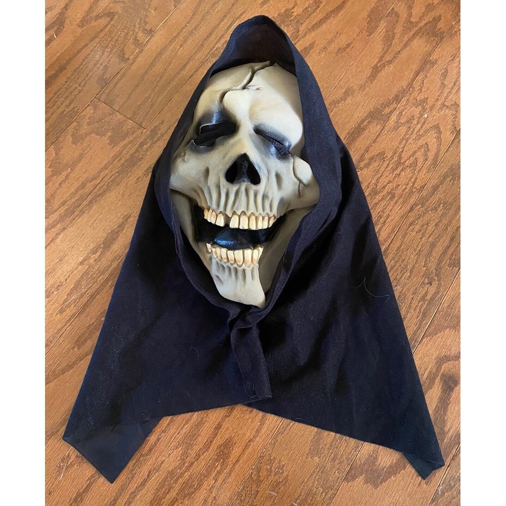 Grim Reaper Skeleton‎ Skull Scary Face Mask Hood Halloween Heavy Rubber
